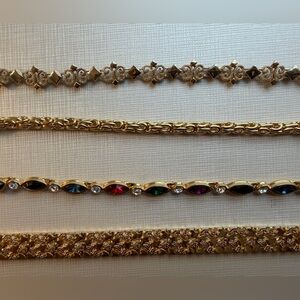 Bundle of 4 Gold and Multicolor Gemstone Bracelet Set